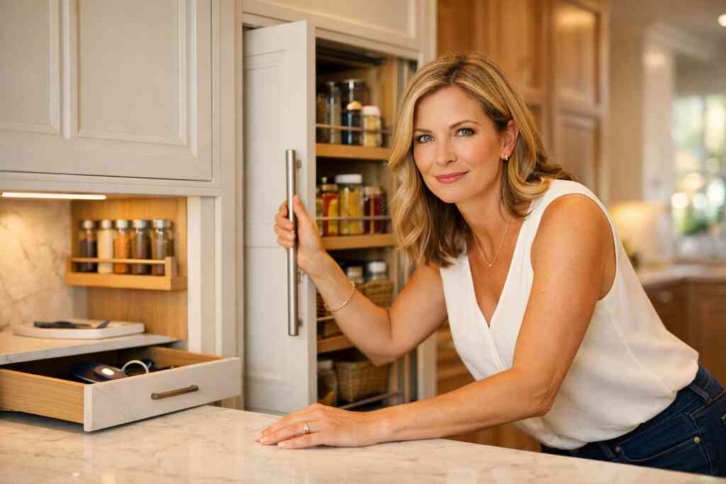 How glass-front cabinet doors and integrated LED lighting create depth without visual noise — RENOVA Signature