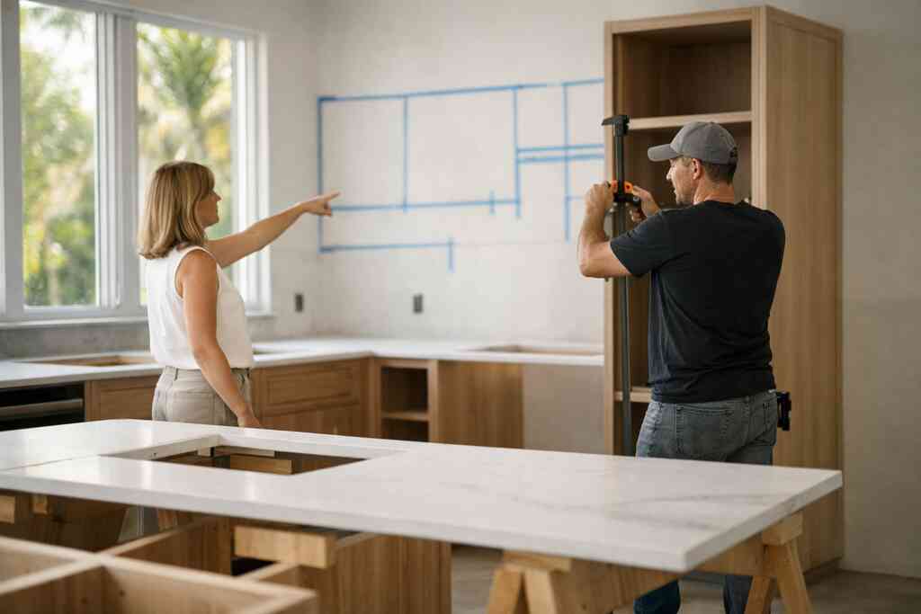 How quartz countertop coordination marble countertop coordination and millwork and trim details affect the final cabinet
