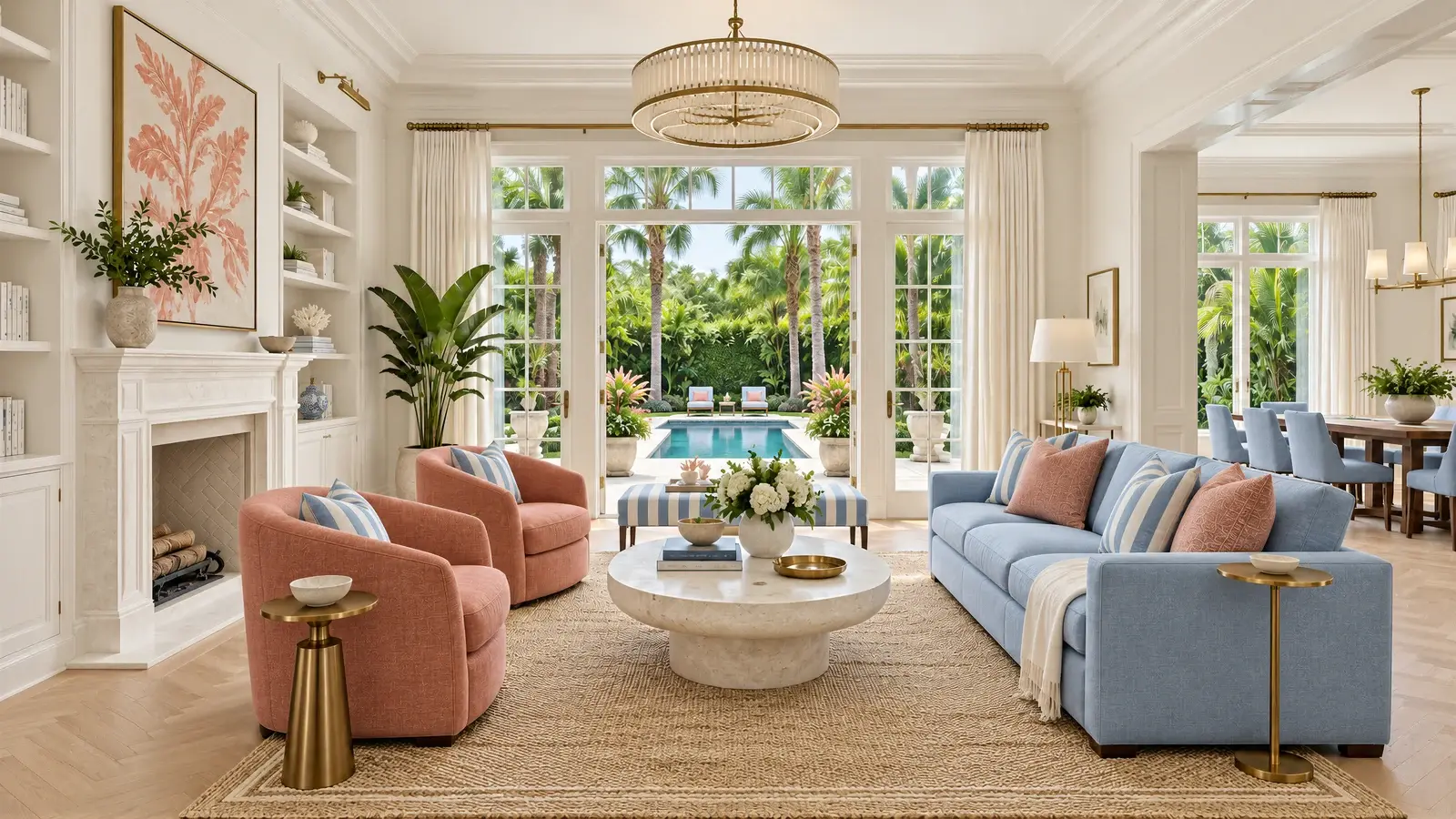 Tailored living room at The Aveline Residence, Boca Raton house