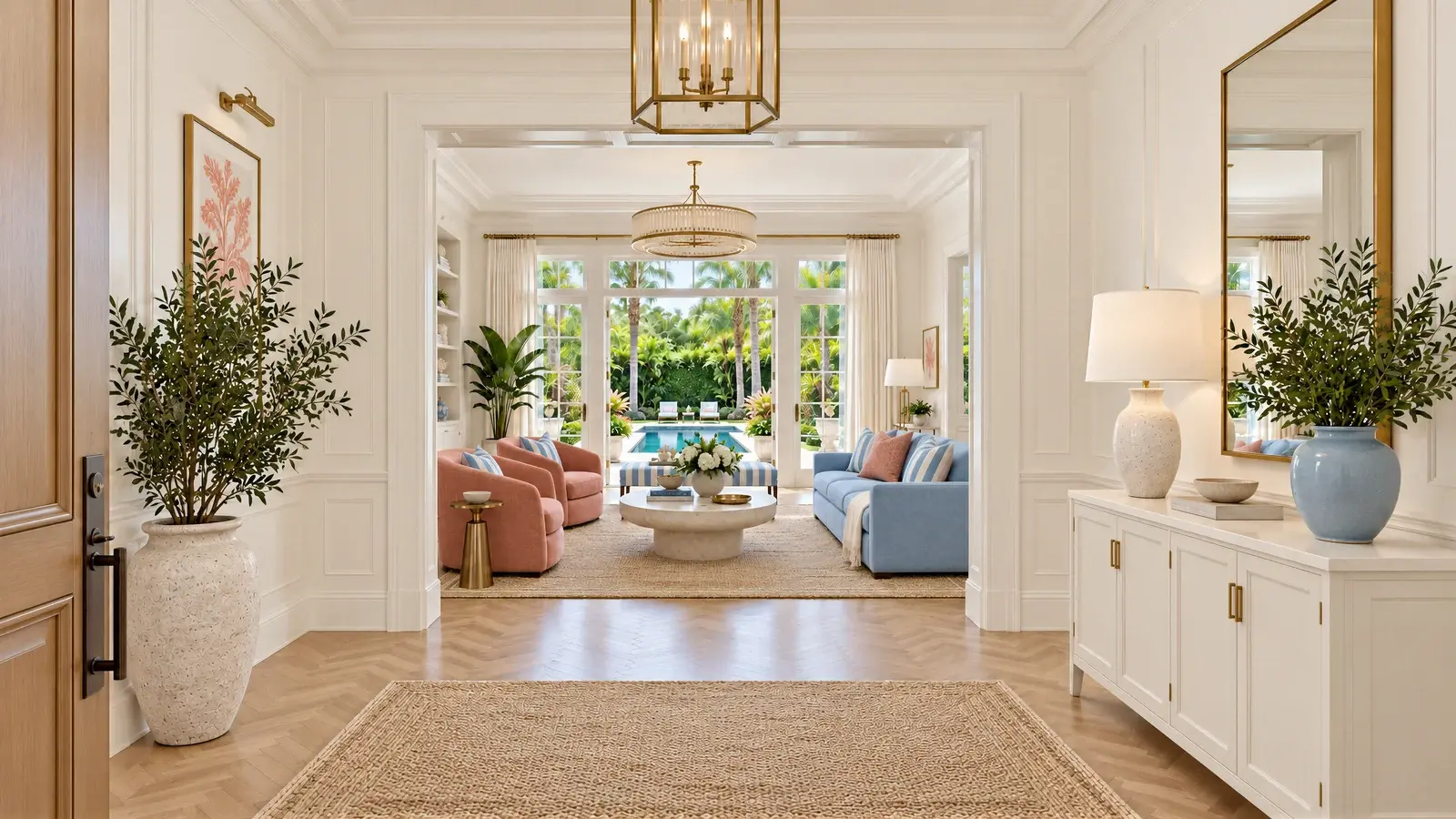 Entry and architectural openings at The Aveline Residence, Boca Raton house