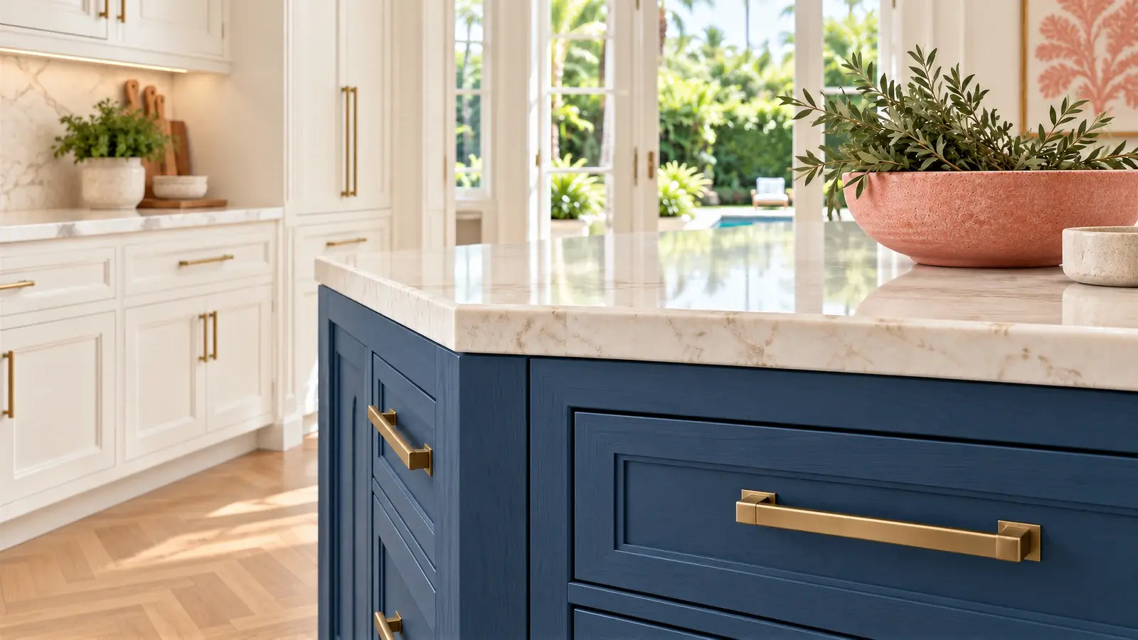 Kitchen material detail at The Aveline Residence, Boca Raton house