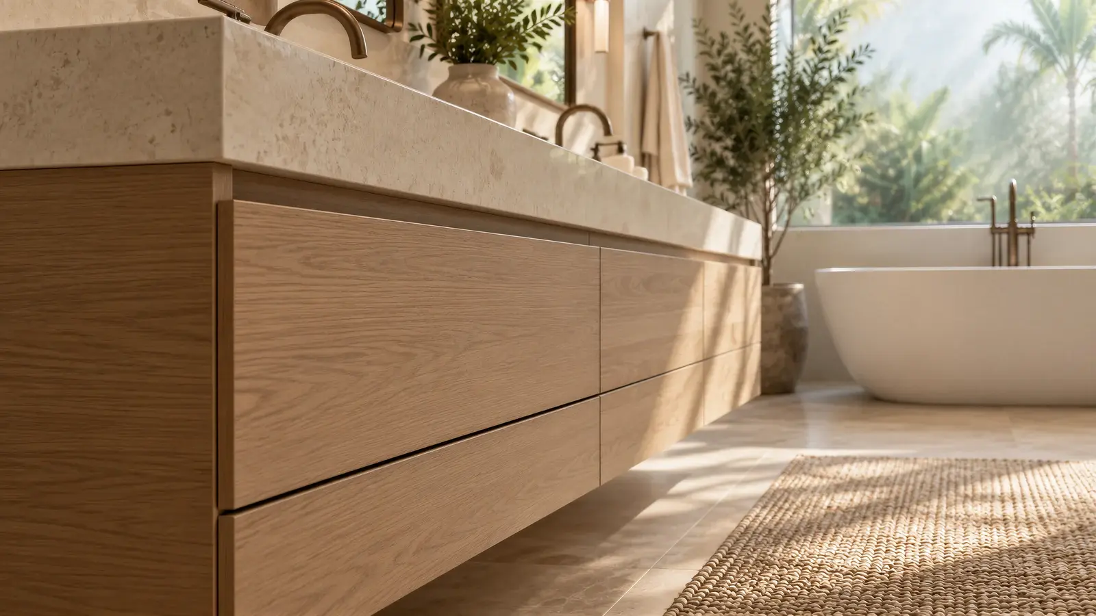 Vanity joinery at The Calma Bath, Delray Beach house