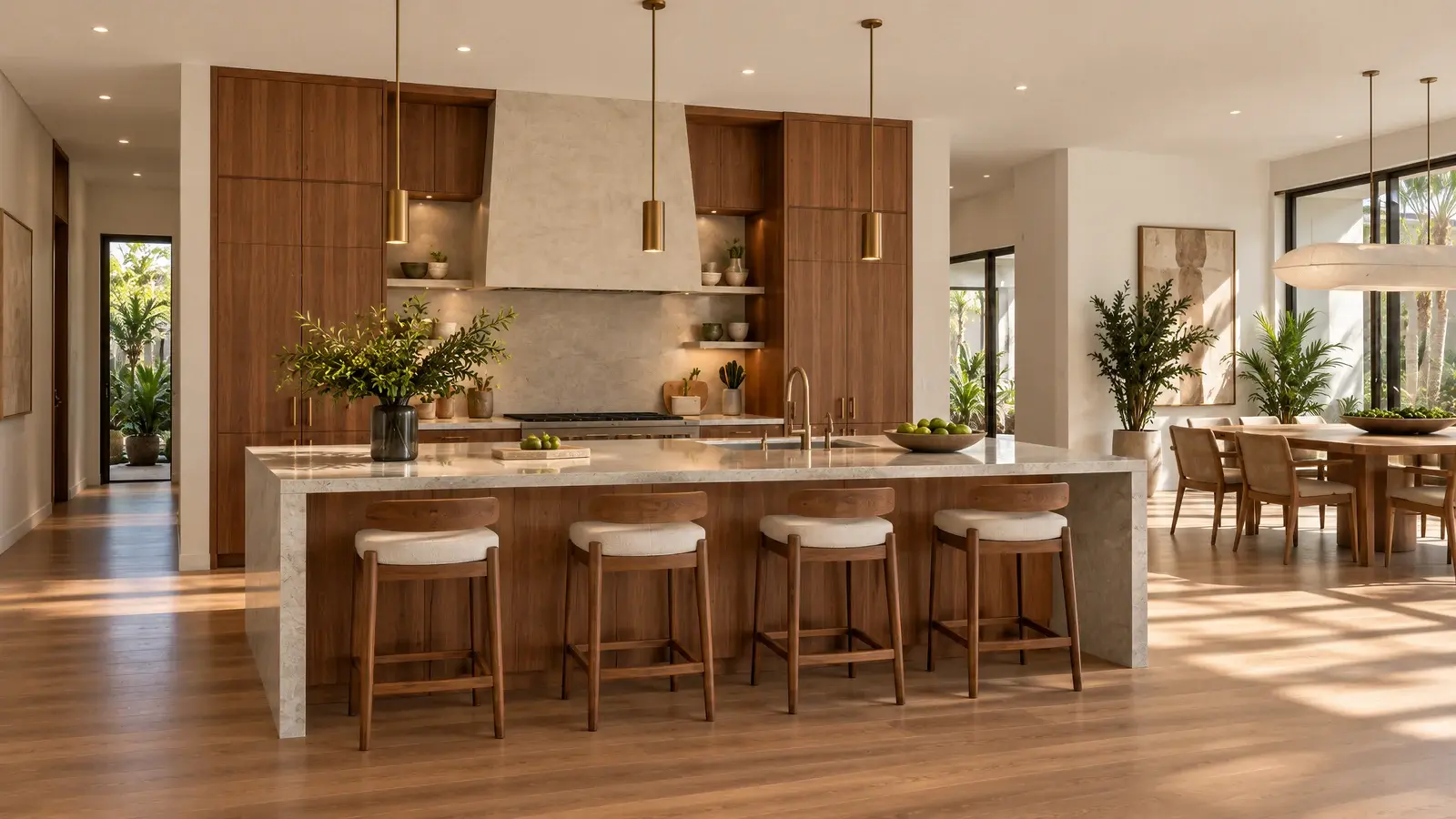 Walnut kitchen at The Canopy House, Boynton Beach house
