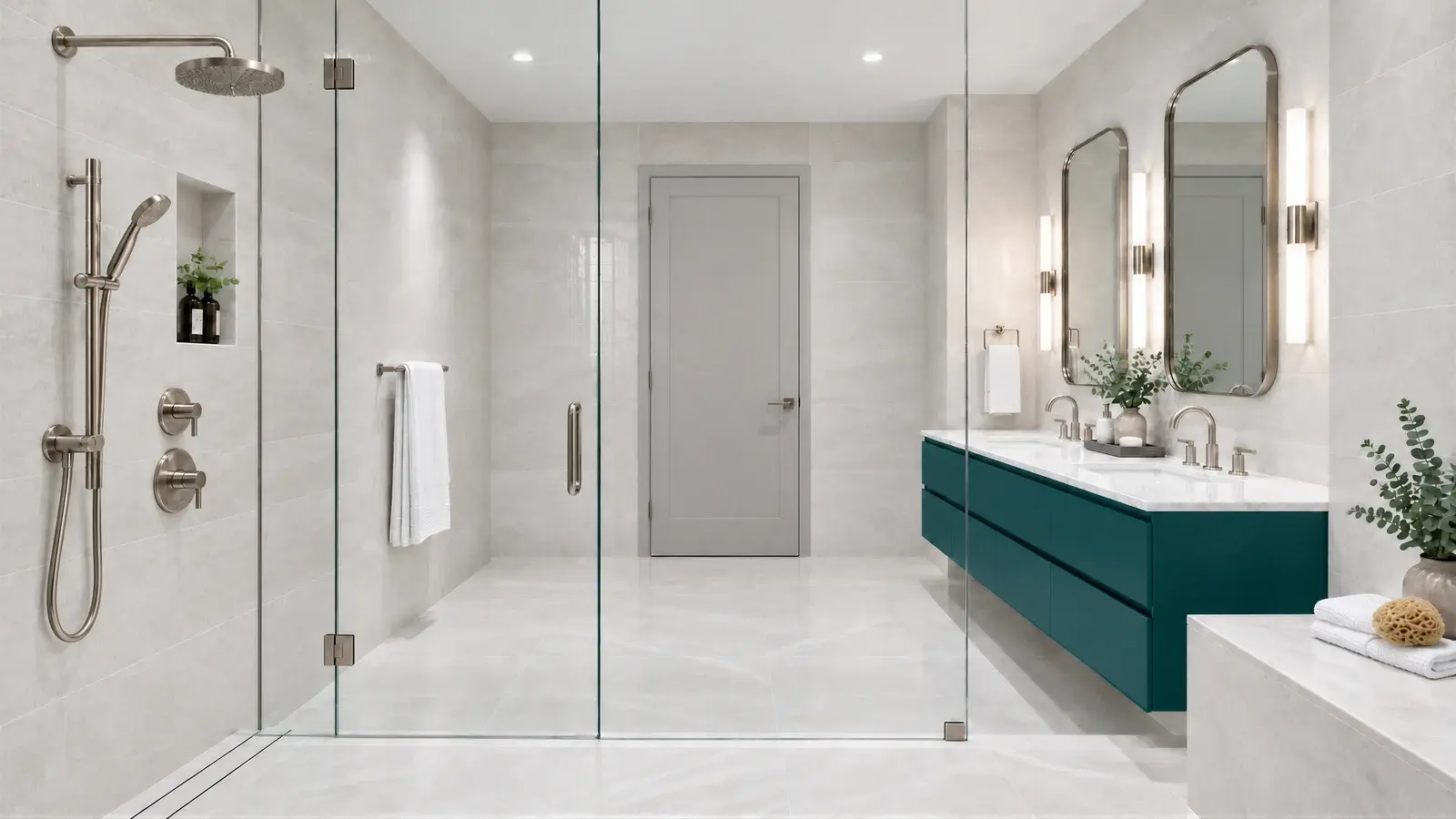 Reverse bathroom view at The Celadon Suite, Boca Raton condo