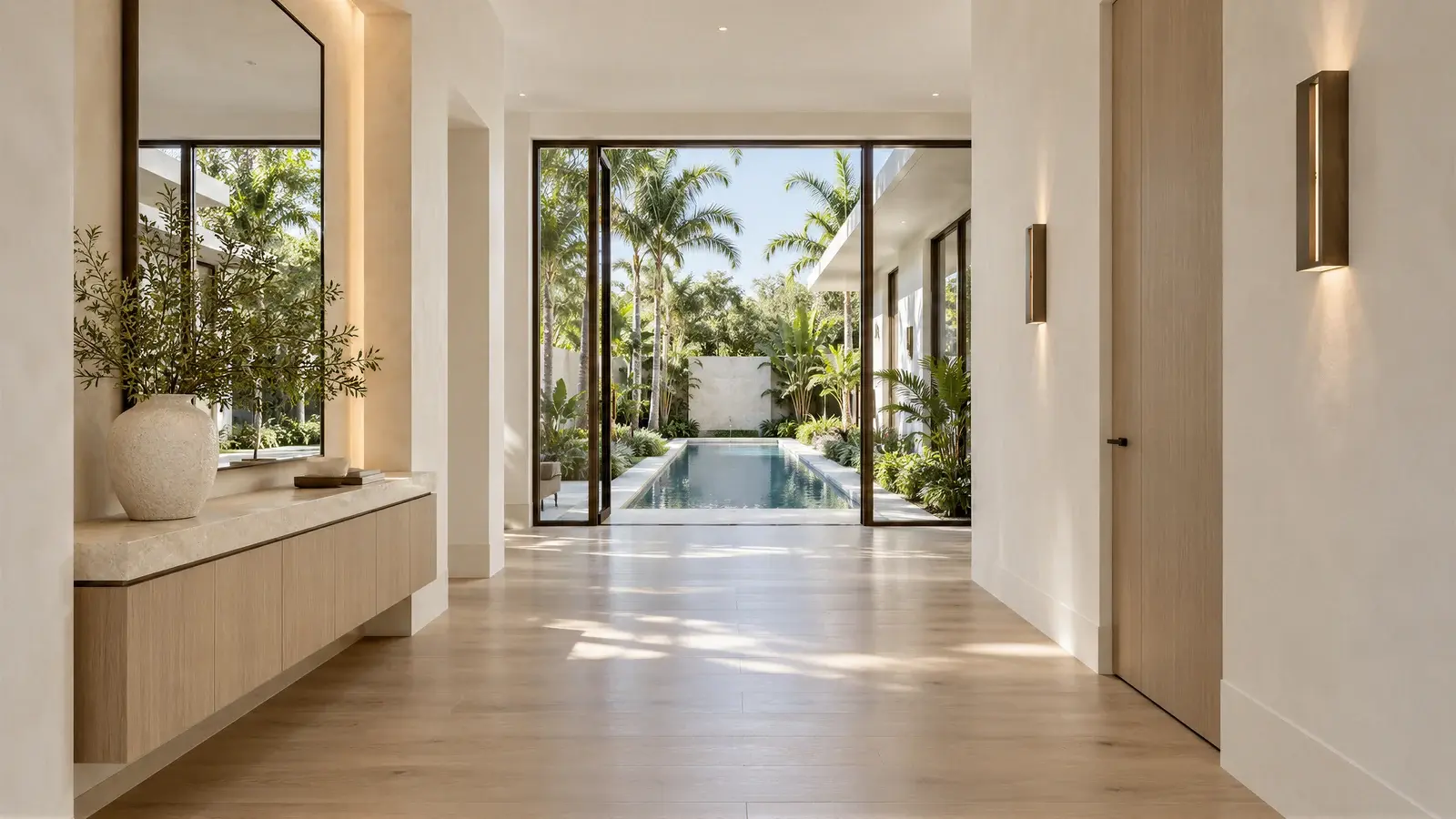 Entry and circulation at The Liora House, Delray Beach house
