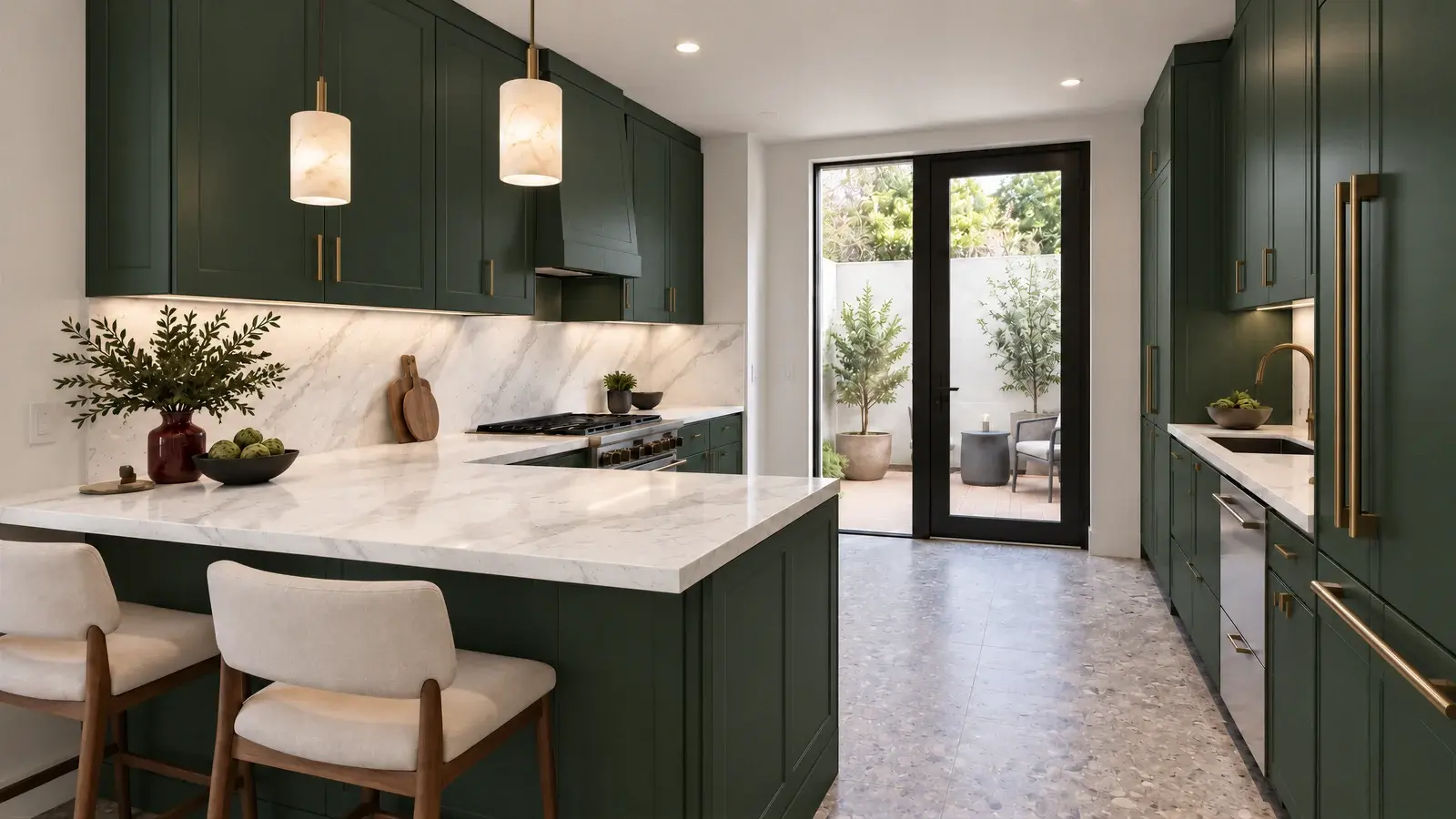 Peninsula seating at The Marlow Kitchen, Boca Raton townhome