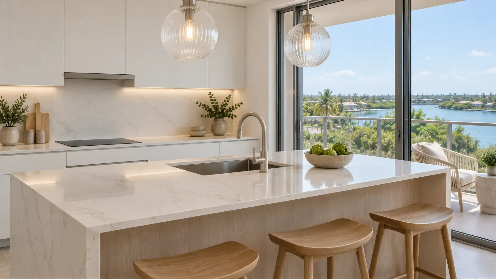 Sink and counter at The Pearlwater Kitchen, Boynton Beach condo