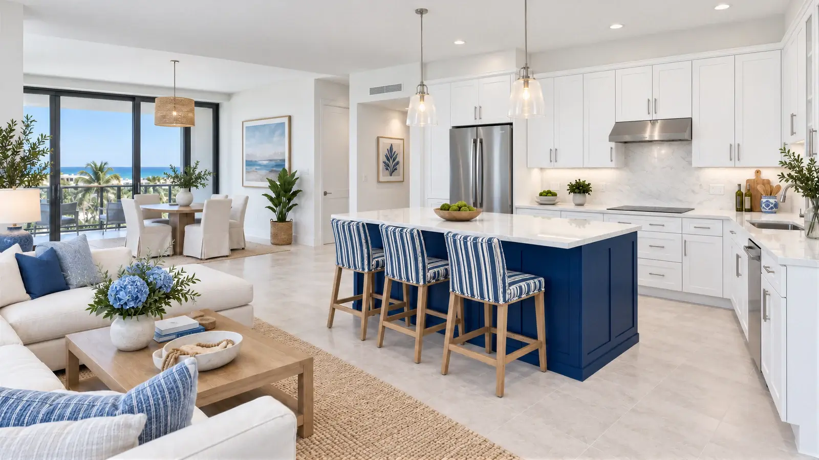 Reverse kitchen view at The Serein Kitchen, Delray Beach condo