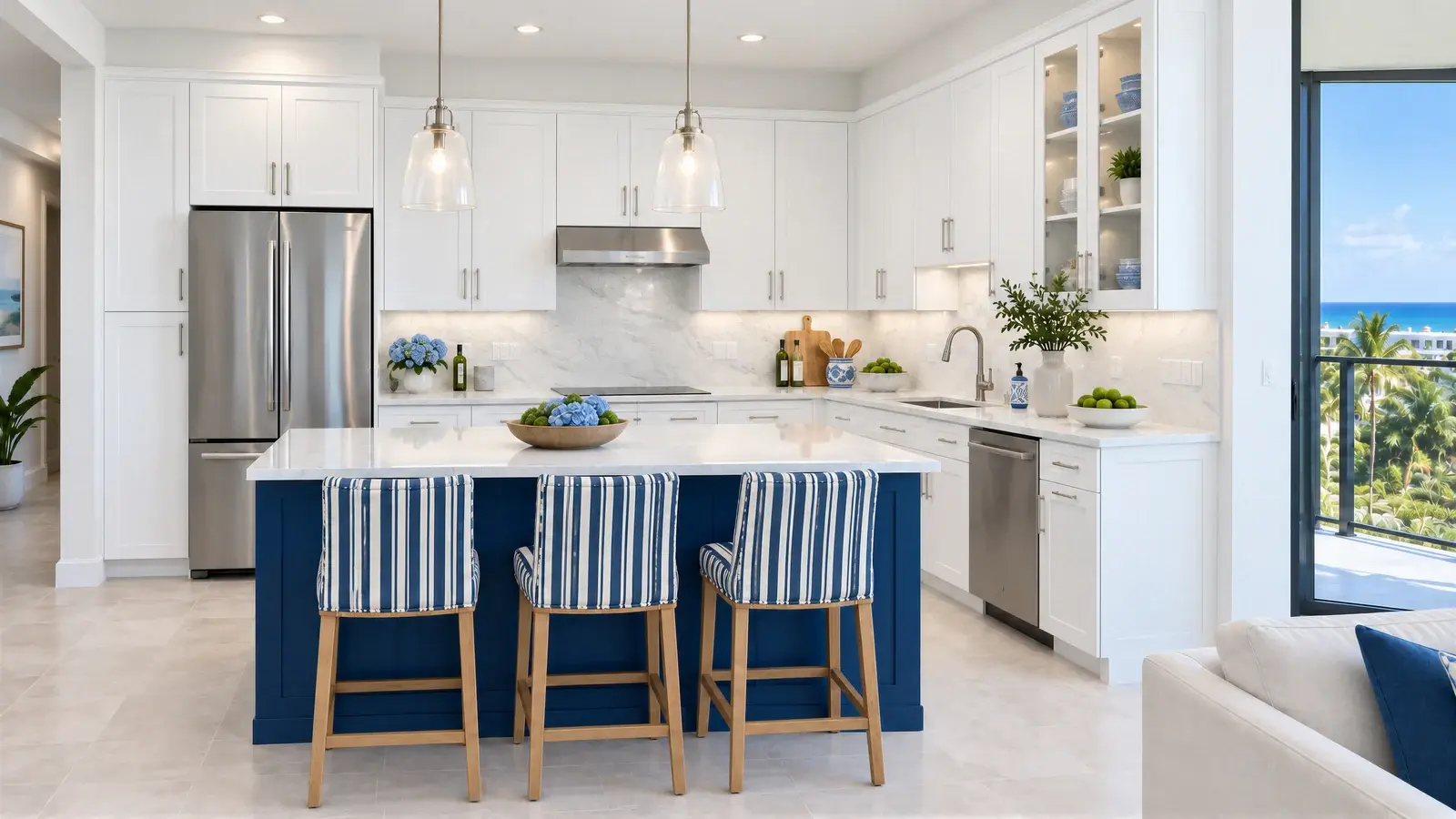Cooking wall at The Serein Kitchen, Delray Beach condo