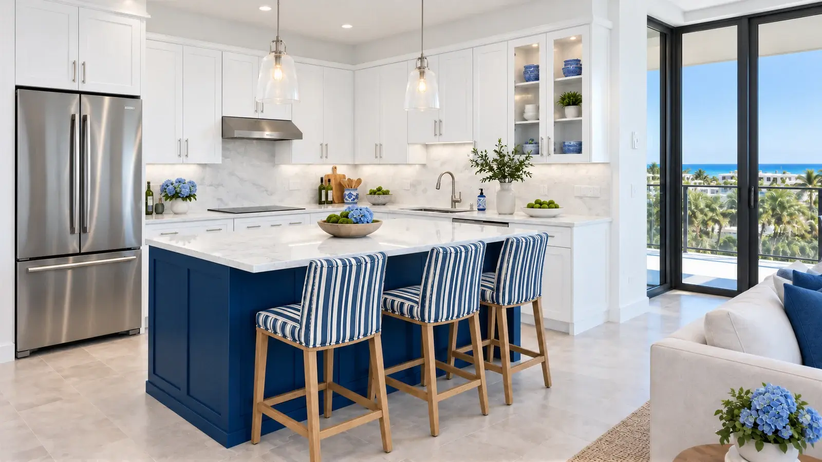 Breakfast seating at The Serein Kitchen, Delray Beach condo