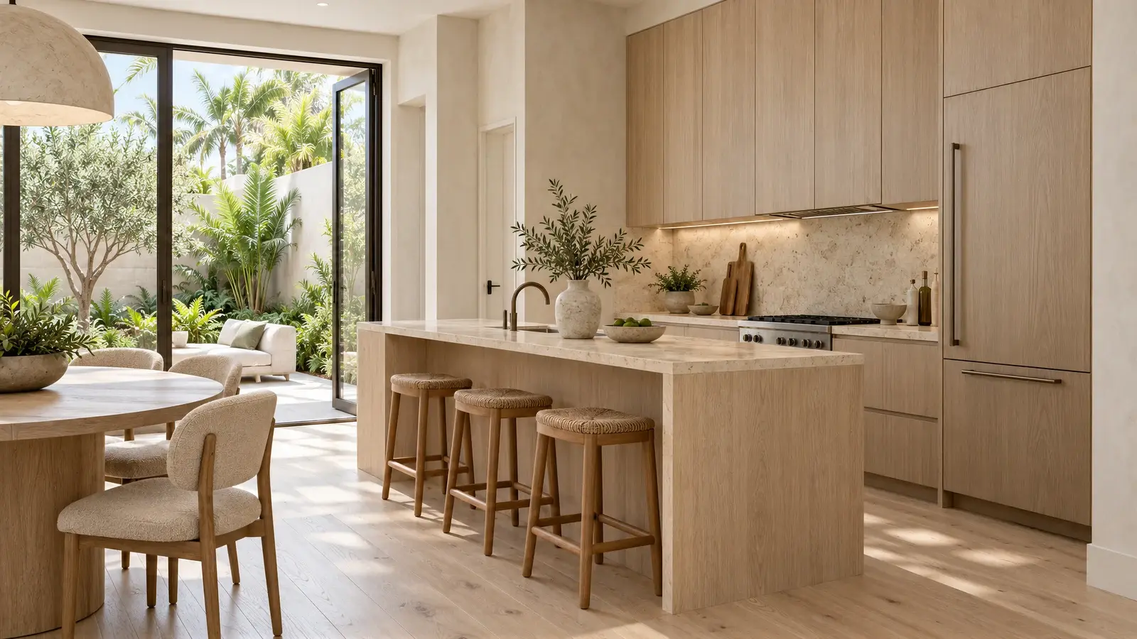 Compact oak kitchen at The Solenne Townhouse, Delray Beach townhome