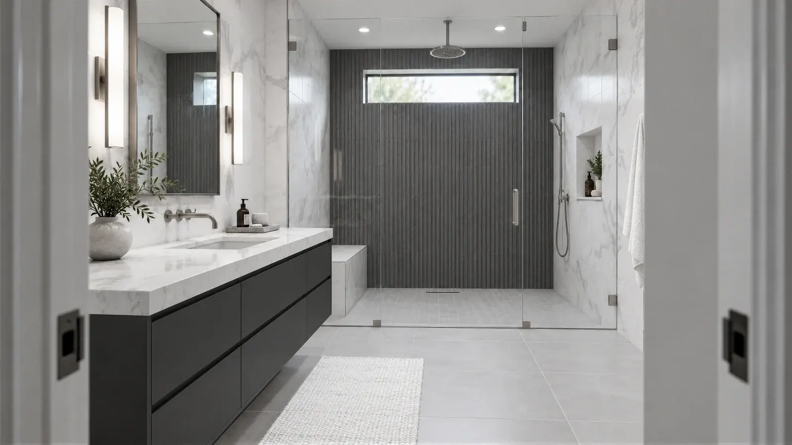 Townhome bathroom from the doorway at The Talin Bath, Boynton Beach townhome